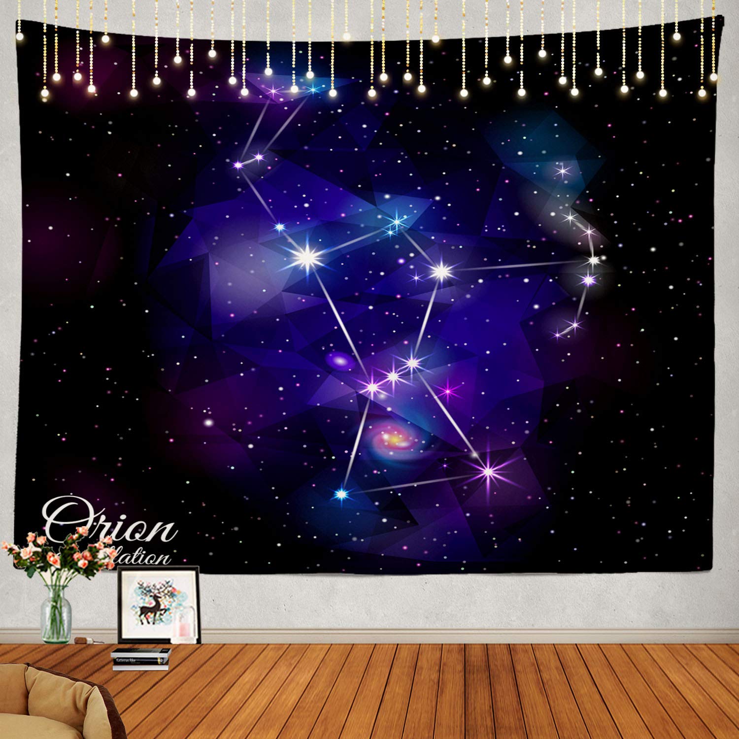 Shrahala Constellation Tapestry, Orion Nebula Cosmic Galaxy Space Universe Wall Hanging Large Tapestry Psychedelic Tapestry Decorations Bedroom Living Room Dorm(51.2 x 59.1 Inches, Black 4)