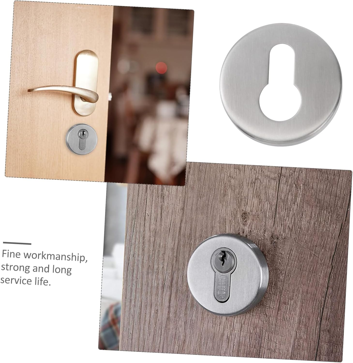 2sets Stainless Steel Keyhole Covers for Door Locks Wear-Resistant Base Style Suitable for Standard Doors Silver Finish