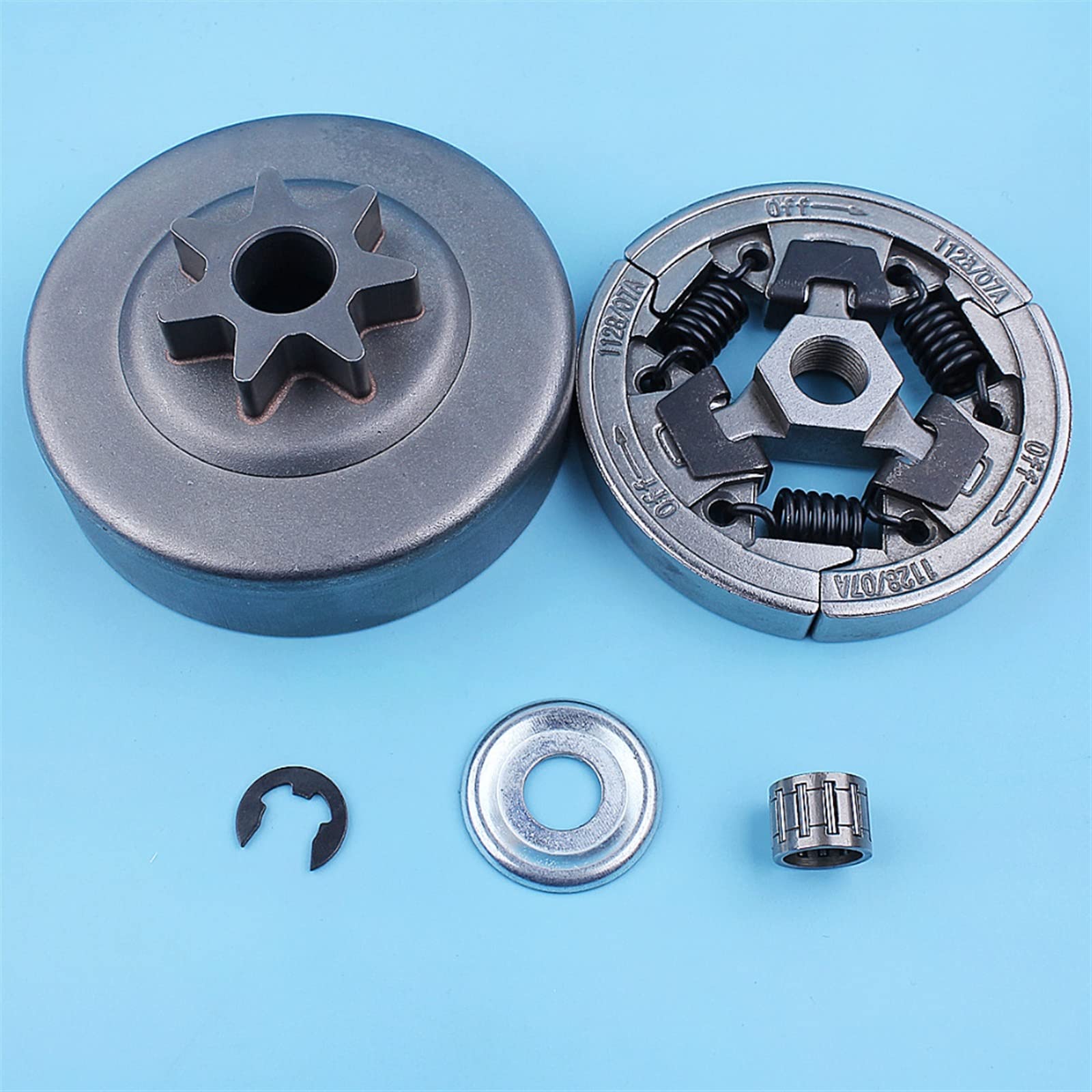 3/8quot;-7T Kit de cojinete de Tambor de Embrague de piñón Recto Apto for Stihl MS391 MS311 MS 391 311 Arandela de Motosierra E-Clip Piezas de Repuesto
