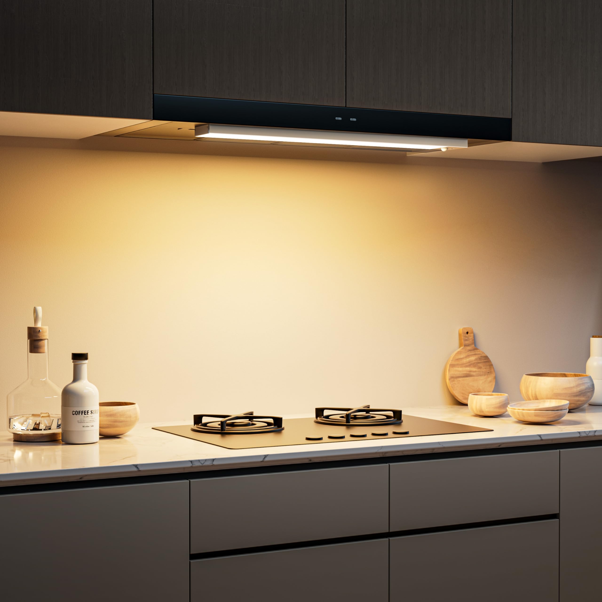 OUILA Led Armadio Luce con sensore di movimento Luce Armadio LED 4 Modalità Led Sottopensile Luce Notturna USB Ricaricabile Striscia Led con Sensore per Cucina (Luce Calda-3000K, 32cm*3 Pezzi)