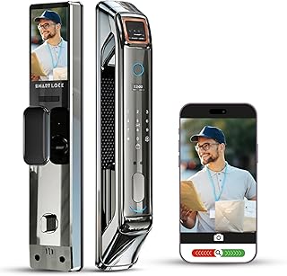 Smart Door Lock with 3D Face Recognition & HD Camera | Biometric Keyless Entry: Palm Vein, Fingerprint, Passcode, IC Card, Key | Video Intercom, Doorbell, Jlink App Control, Easy Install
