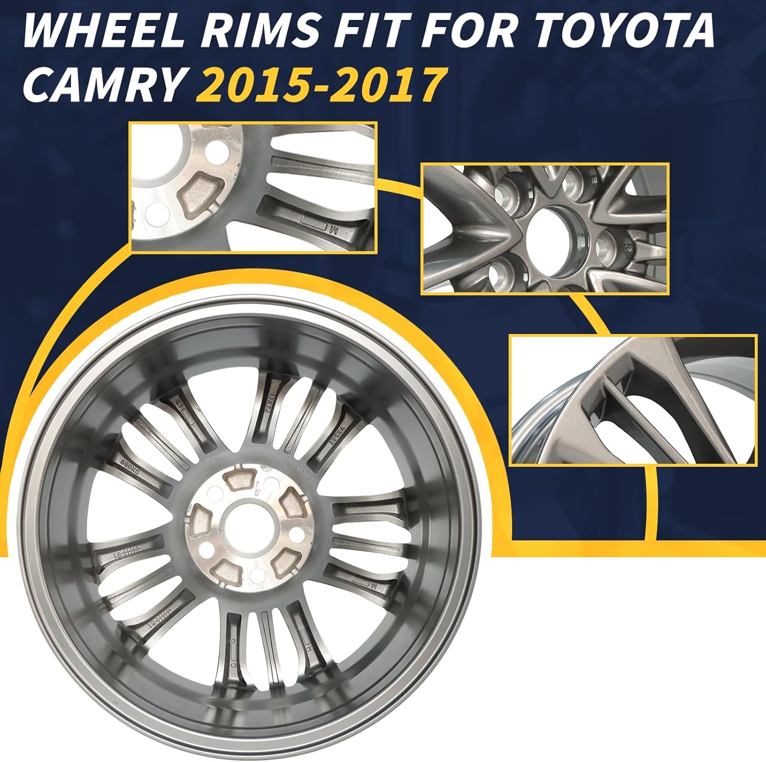 New 17"*7" Grey Alloy Wheel Rim Fits For 2015 2016 2017 Toyota Camry 17 Inch, Direct Fit, OEM Design Replacement Rim, 17" Single NEW 17x7 Alloy Wheels