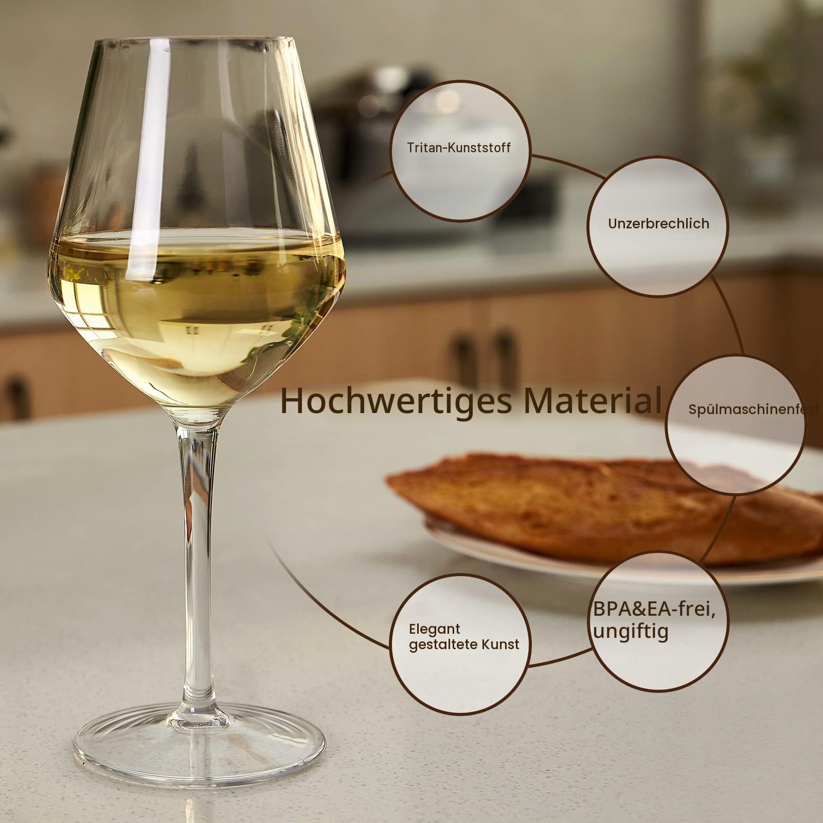 MICHLEY Unzerbrechlich Tritan-Kunststoff weingläser, rotwein trinkglas, gläser fur Camping Party, BPA-frei plastik Tasse 440 ml(15 oz), 6er Set