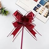Generic 10 Pcs Pull Bows Metallic Matte Finish Pull Ribbon Plastic Wine Red 19