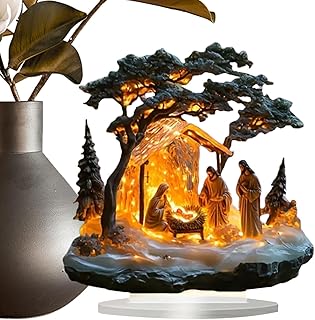 キリスト降誕シーン フィギュア、アクリルキリスト降誕シーン - アクリル製キリスト降誕の置物クリスマスデスクトップクラフト,デスクトップフィギュア、クリスマス卓上キリスト降誕シーンの装飾、机、窓辺用