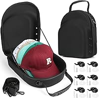Vista 15 de Funda rígida para gorra de béisbol, funda de viaje con correa ajustable para el hombro, funda para 12 gorras de béisbol, perfecta para viajes y Negro