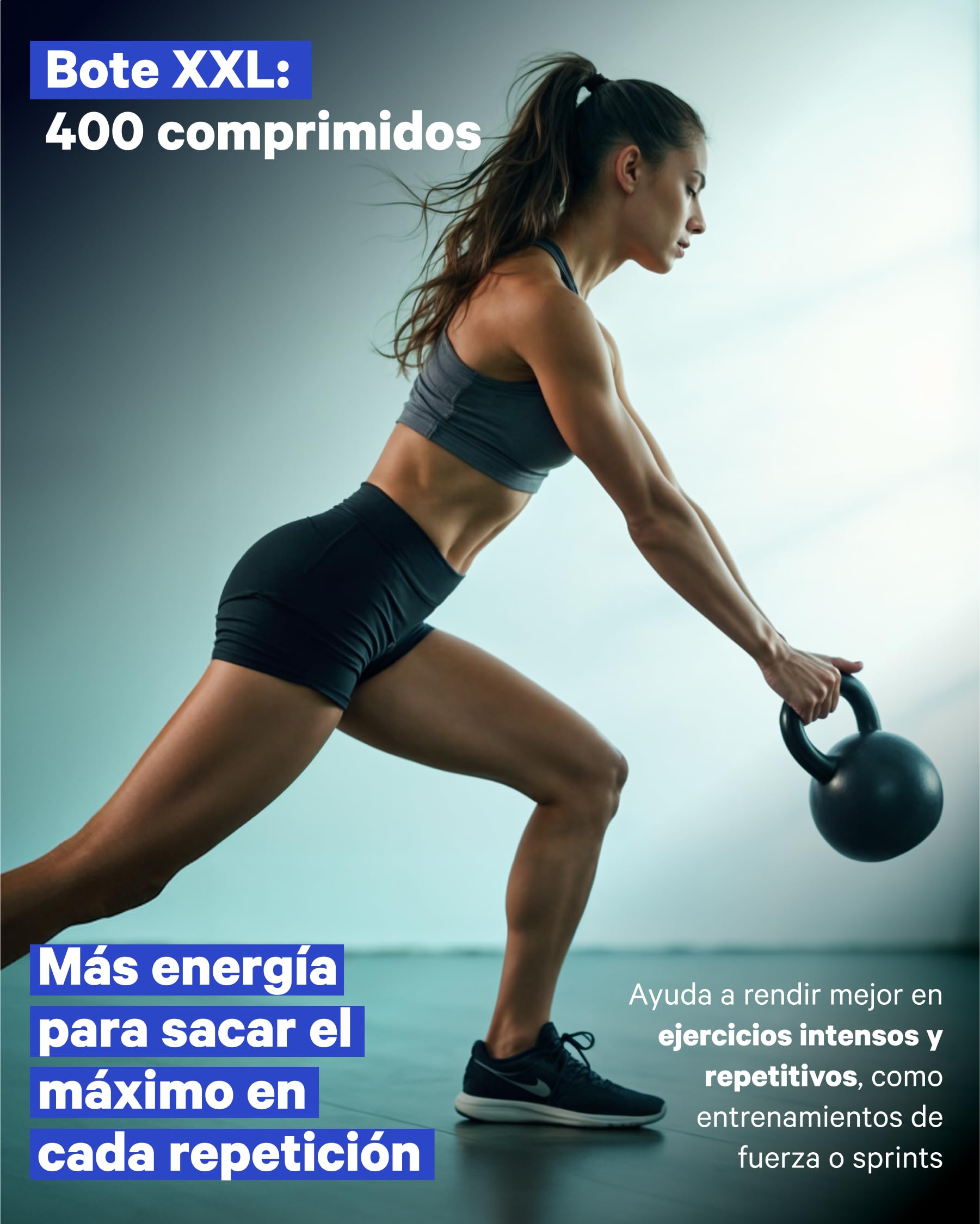 Creatina Monohidratada 3000 mg – 400 comp (3-4 meses) | Mejora Fuerza, Masa Muscular, Resistencia, Recuperación, Energía y Agilidad Mental | Vegano, Sin Gluten, No OGM | Para Hombre y Mujer