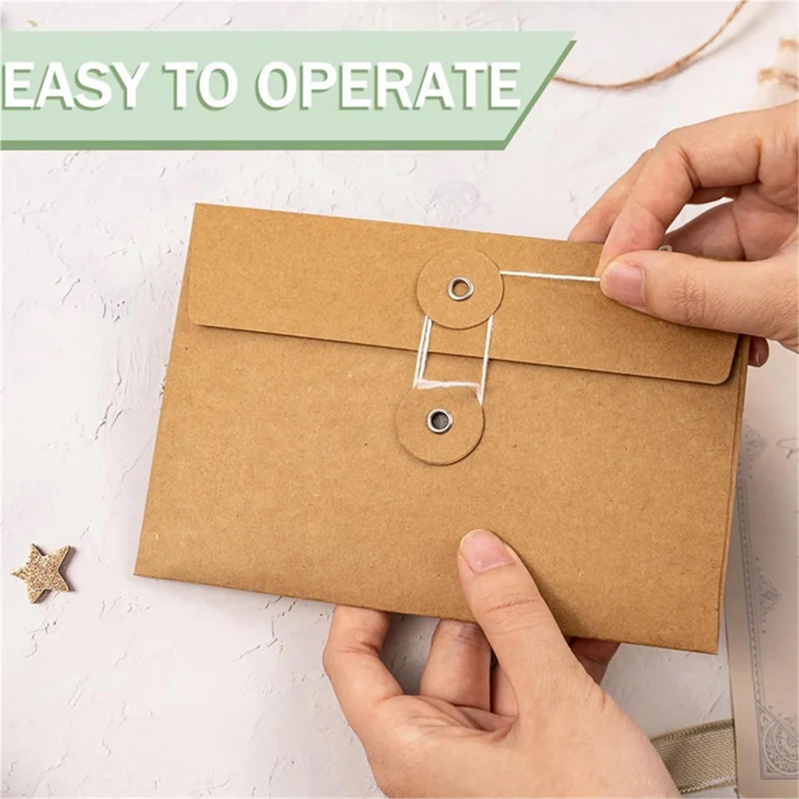 Koperty z papieru kraftowego 40–100 szt. Brązowe koperty Manilla z zapięciem na sznurek Kieszenie projektowe Organizer na dokumenty, 100 x 16,7 cm (100 szt.)