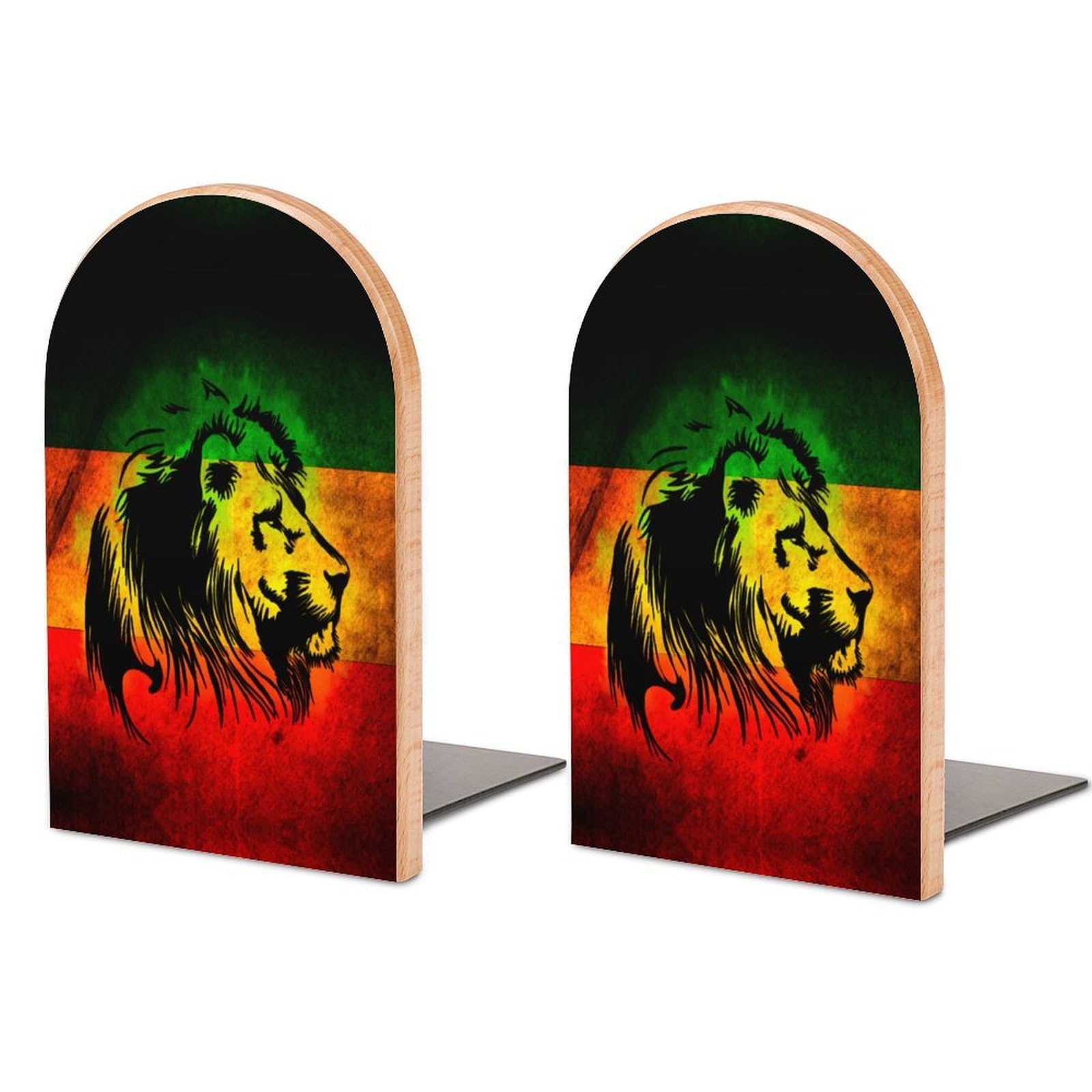 Nclqvjxzkhw Style Lion Reggae Jamaica Book Ends For Shelves Bookends Bookshelf Holder Stand Books Stopper Home Office Decor