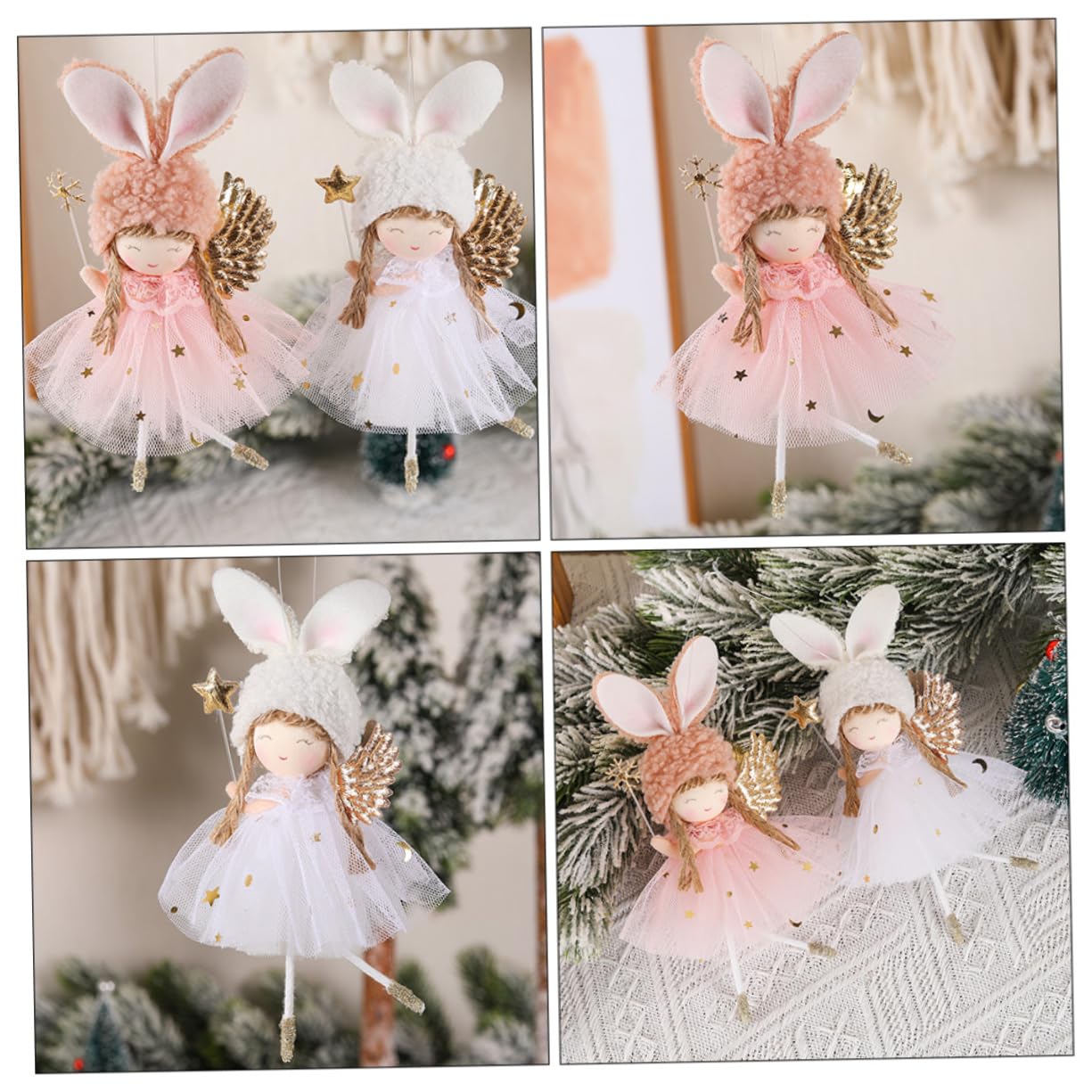 2pièces Lot de Ornements Ange Noël Suspendus Jupe Tulle Décorations Arbre Noël Incassables Ambiance Festive pour Maison Et Fêtes De Mariage