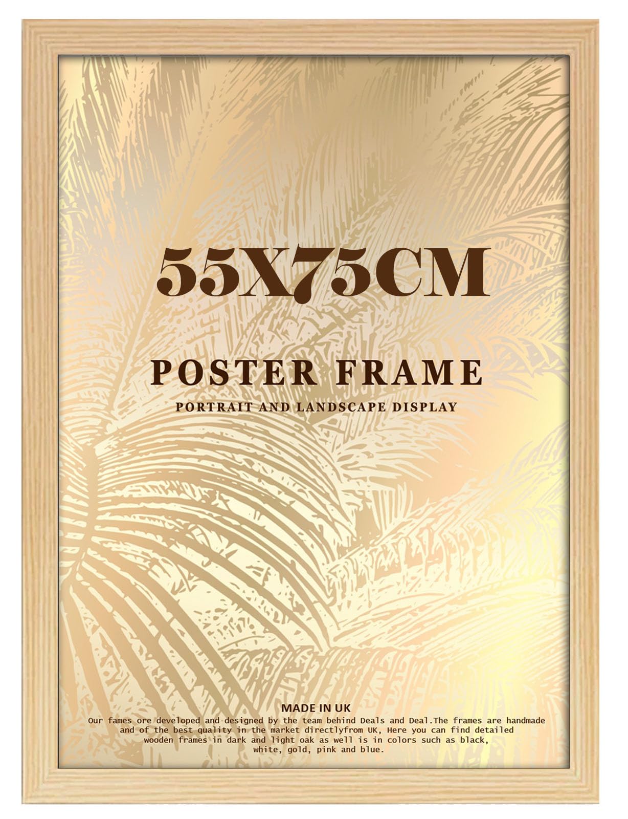 DEALS ON DEAL Minimalist Slim Profile Pine Poster Frame 75x55cm MDF Picture Frame for Jigsaw Puzzles Shatter-Proof Front Portrait/Landscape Ideal for Home & Office Décor