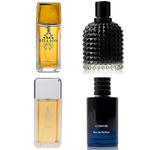 Miniatura 24 de Colonia para Hombres Incluye Set de Regalo de Perfume de 4 Paquetes Variados - 3.4 onzas líquidas cada uno Eau De Parfum Tabaco, Almizcle,