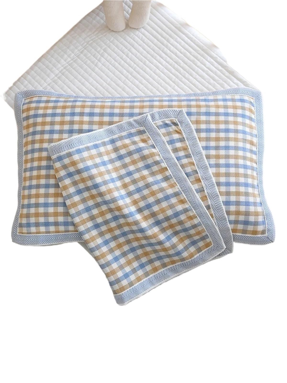 Silk pillowcase Silk Pillow Cover Summer Flax Cooling Pillowcase Infant Adult Ice Comfortable Breathable Fabric(Blue)