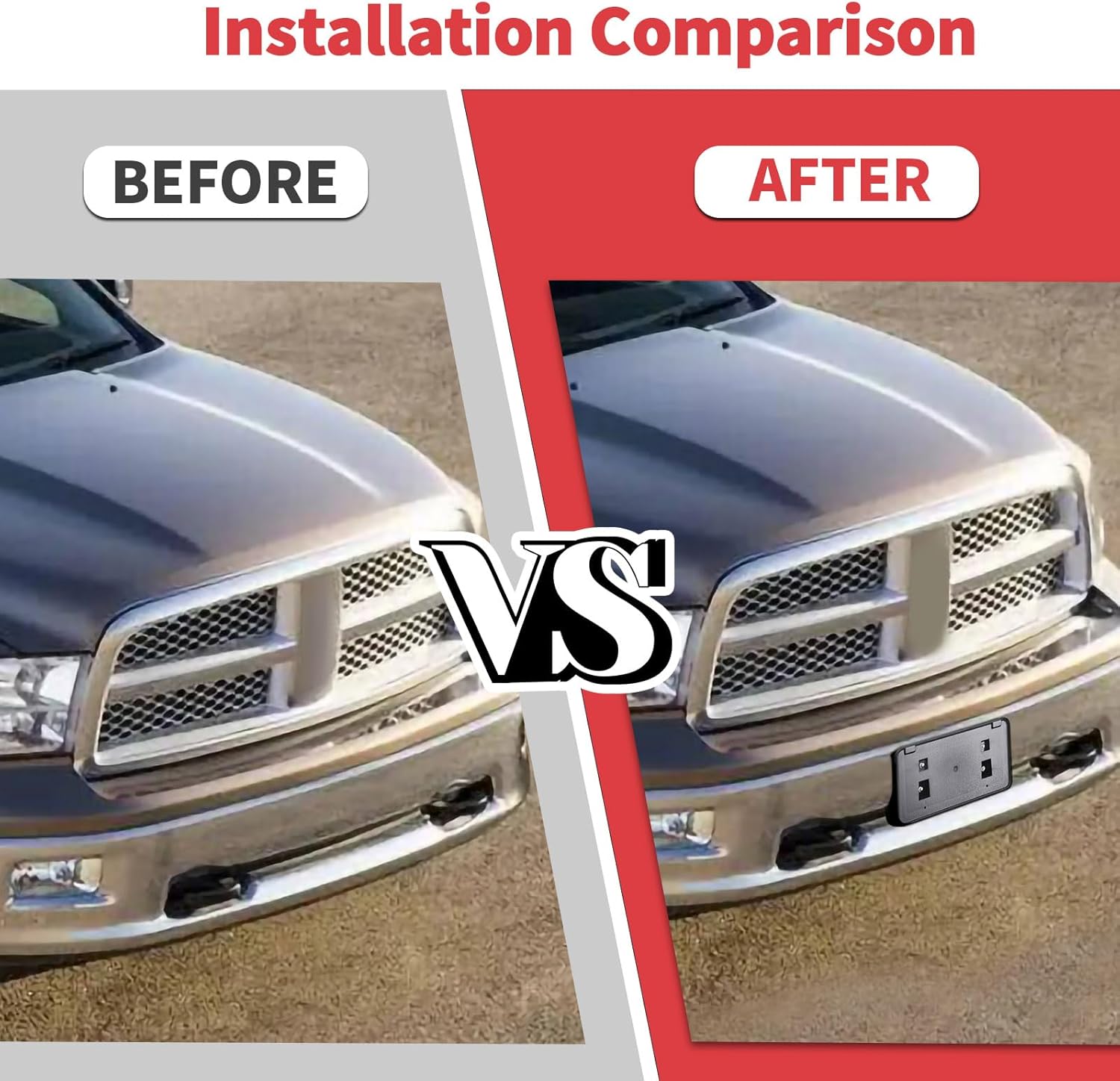 Jimen for Ram License Holder, Front Plate Tag Mount Frame Bracket Fit for Dodge Ram 2002-2009 - Image 7