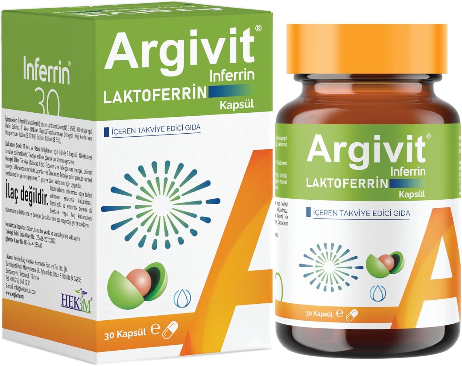 Argivit İnferrin Laktoferrin İçeren Takviye Edici Gıda 30 Kapsül
