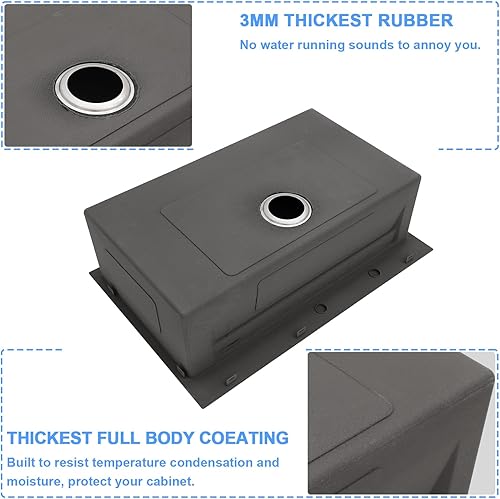 Miniatura 8 de Lordear - Fregadero de cocina encajado de acero inoxidable de calibre 16, de 33 x 22 pulgadas, con estación de trabajo, con una sola cubeta, de 33