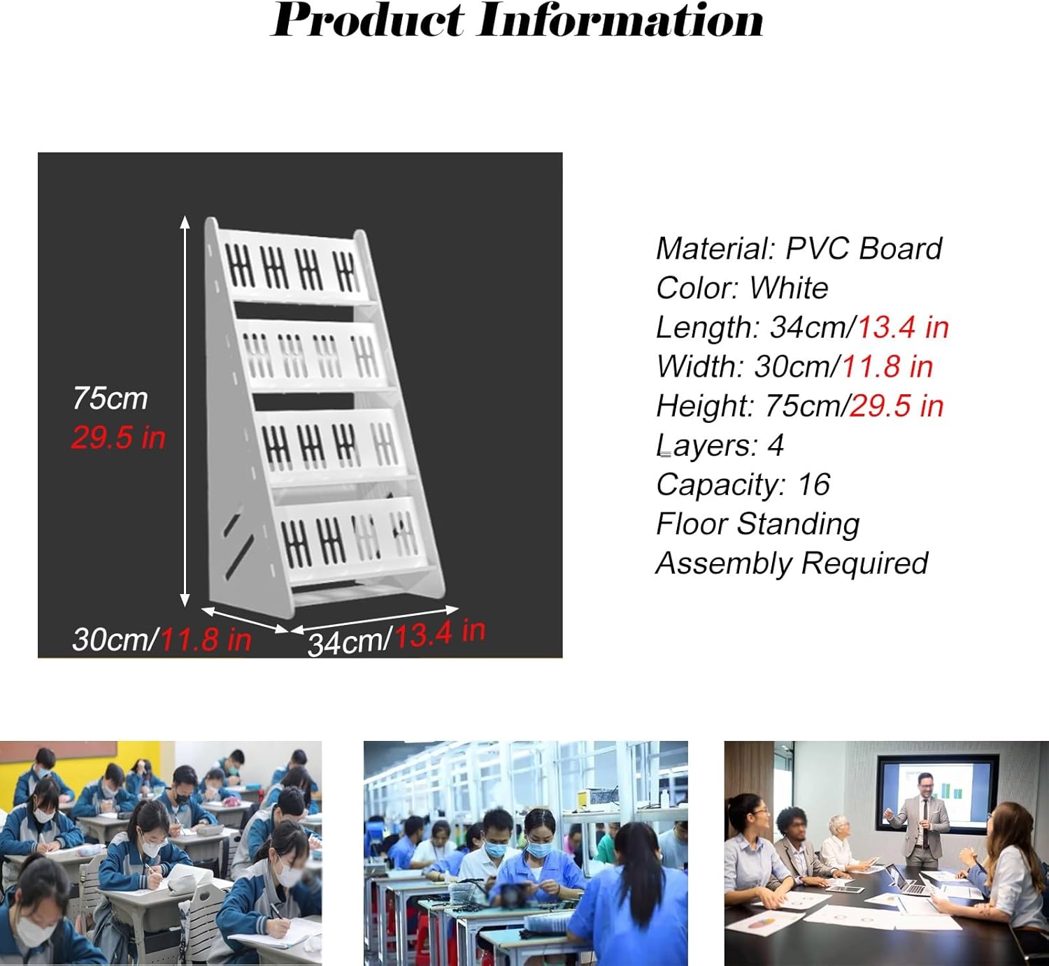 Height Adjustable Cell Phone Storage Rack, PVC Locker Box for Training Room/Repair Shop, 16-Device Capacity, White Assembly (13.4x11.8x29.5 inches)