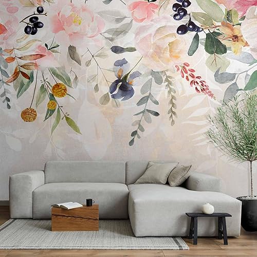 Miniatura 2 de artgeist Mural de pared Flores 193 x 110 pulgadas - Mural de pared autoadhesivo XXL para despegar y pegar, calcomanía extraíble, imagen de impresión