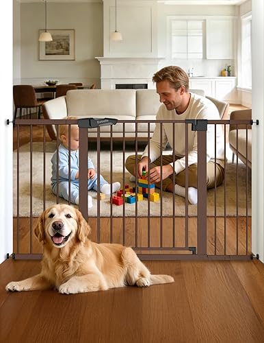 Miniatura 21 de Babelio Puerta de metal con cierre automático para bebés, PressGuard P7, 29-48 pulgadas de ancho, 30 pulgadas de alto, puerta extra ancha para Negro