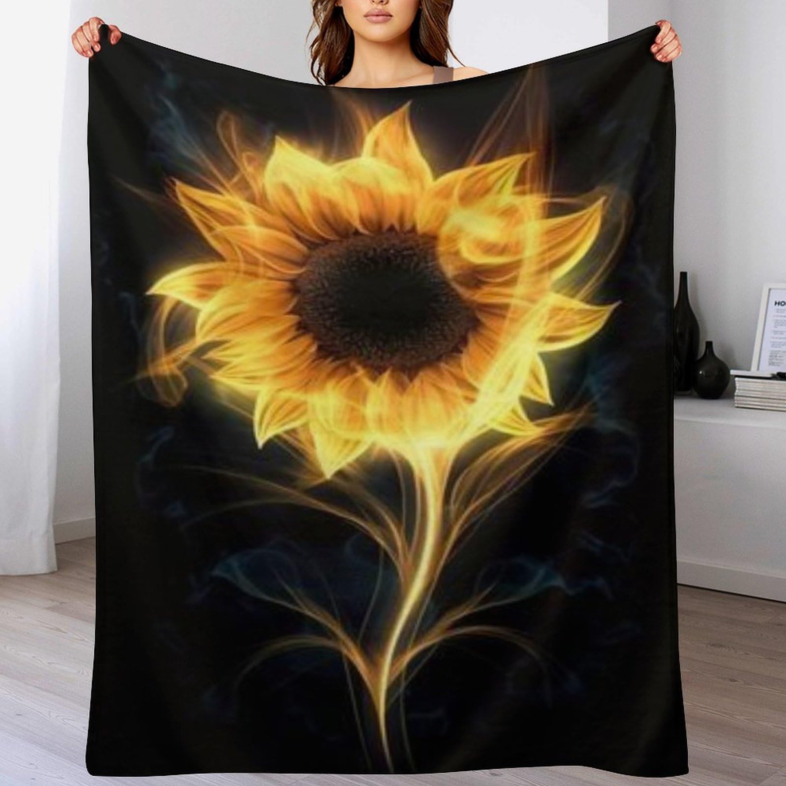 Couverture canapé tournesol en flannel polaire douce de salon 100x130cm
