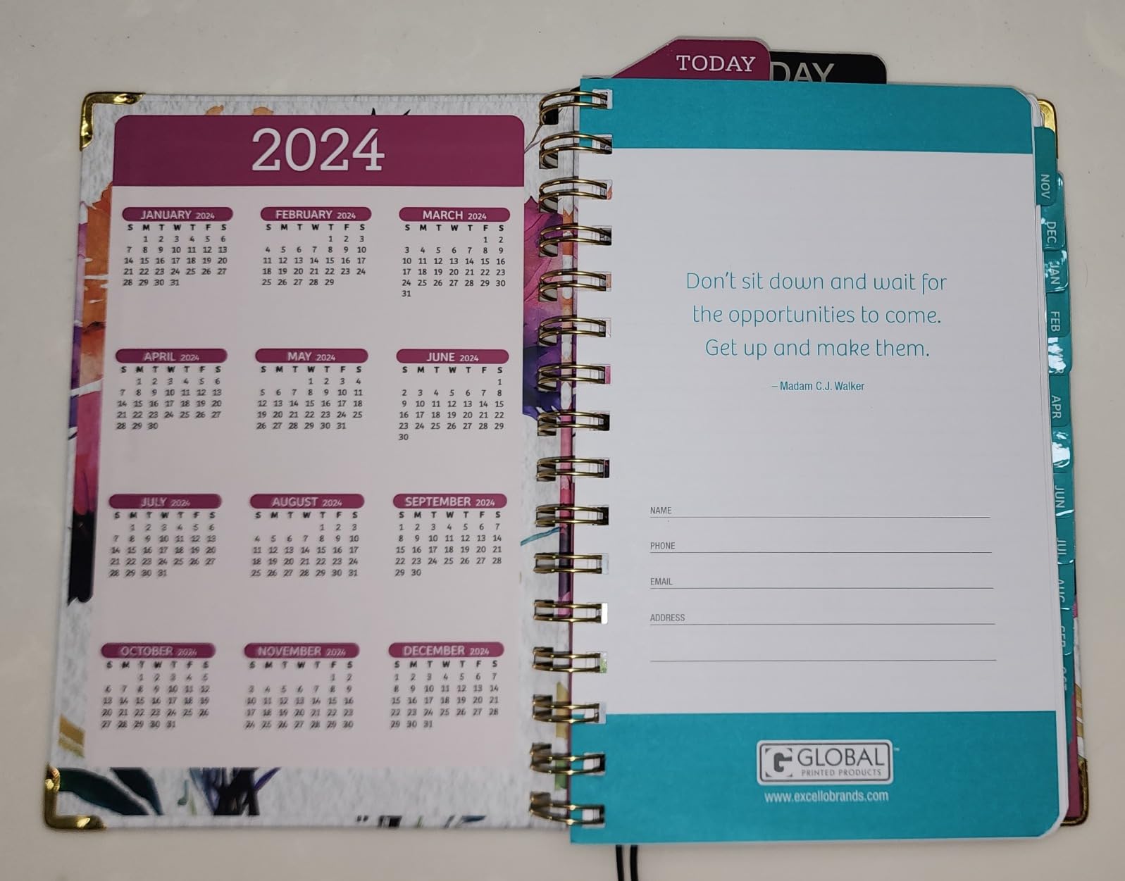 2024 Hardcover Planner – Weekly Monthly Layout, 8.5x11 Inches, With Sticky Notes & Pocket