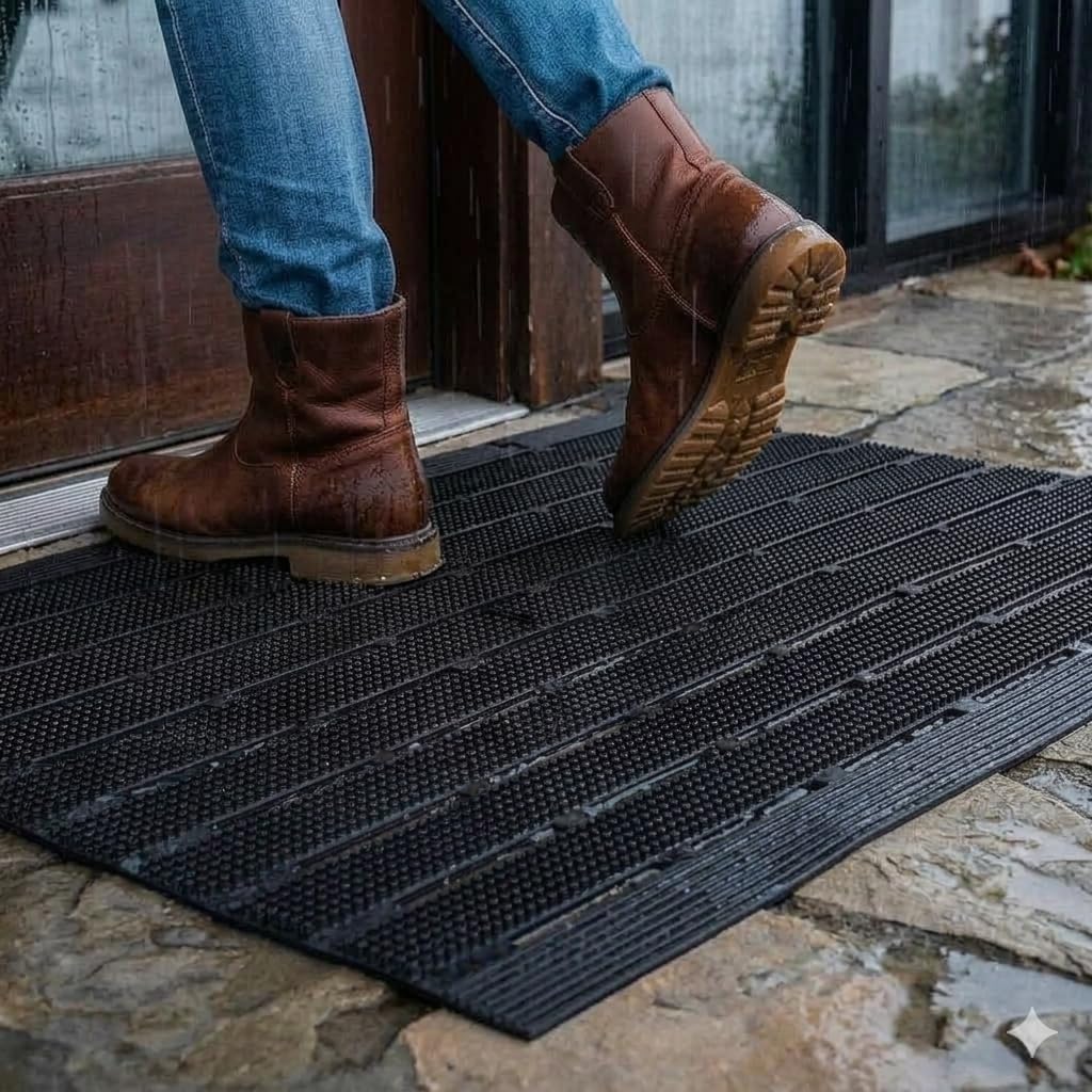 MATALL Heavy Duty Outdoor Mat - 18 x 30 Inches Non-Slip Drainage Floor Mat for All Weather Garage Pool Home Entry Indoor Mud Mat