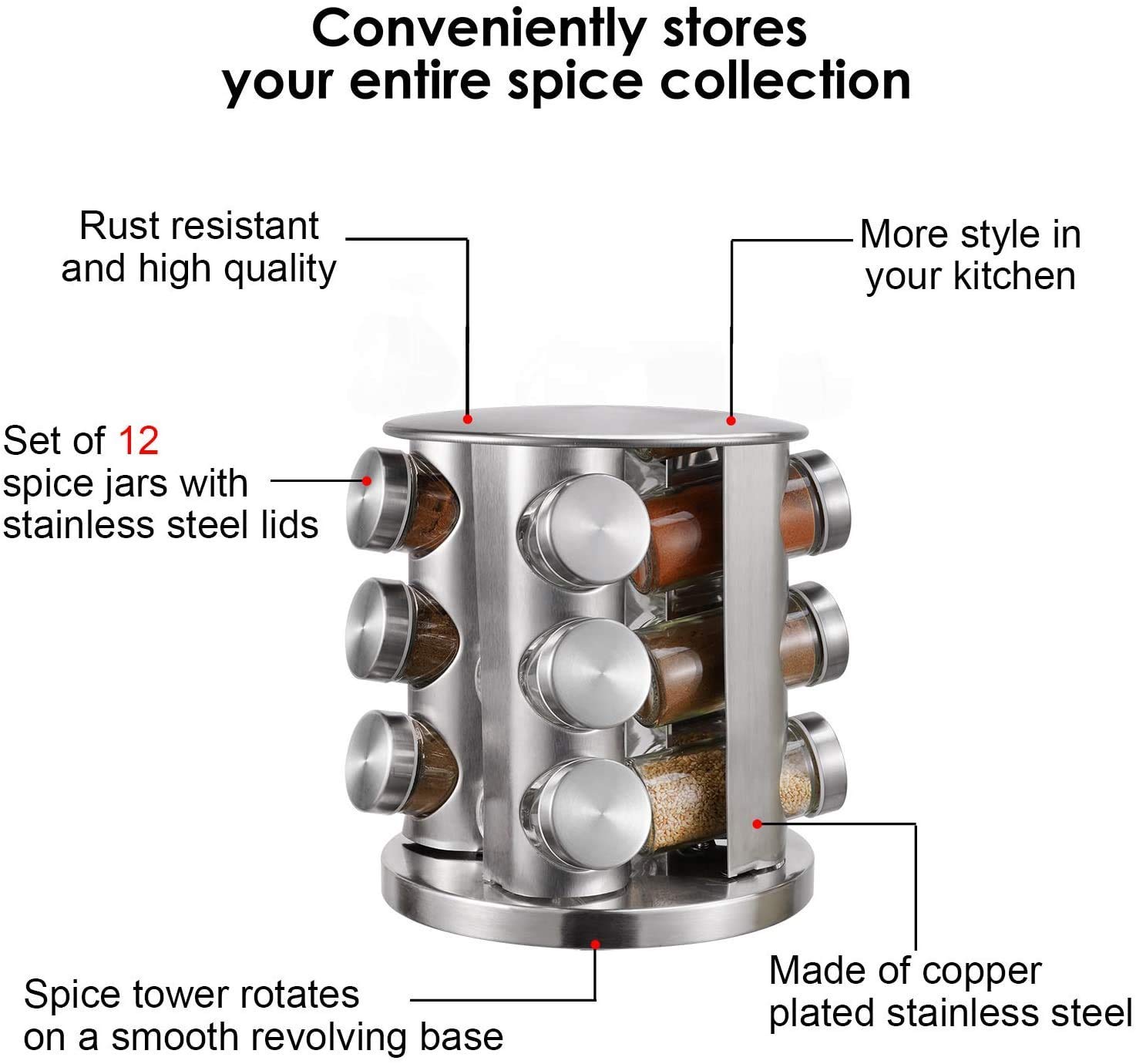 Rotating Spice Rack - Revolving Spice Organizer -8
