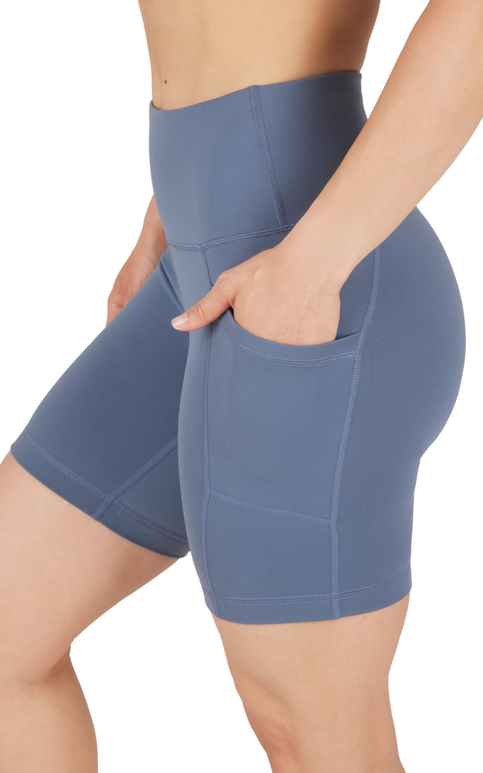 90 Degree By Reflex Womens High Waisted Biker Shorts with Side Pockets Workout Shorts 5”, 7”, 9”