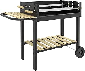 Barbecue A Carbonella Pieghevole Con Altezza Regolabile 3 Posizioni – Grande Griglia 65x29 Cm, Per Feste In Giardino E Campeggio