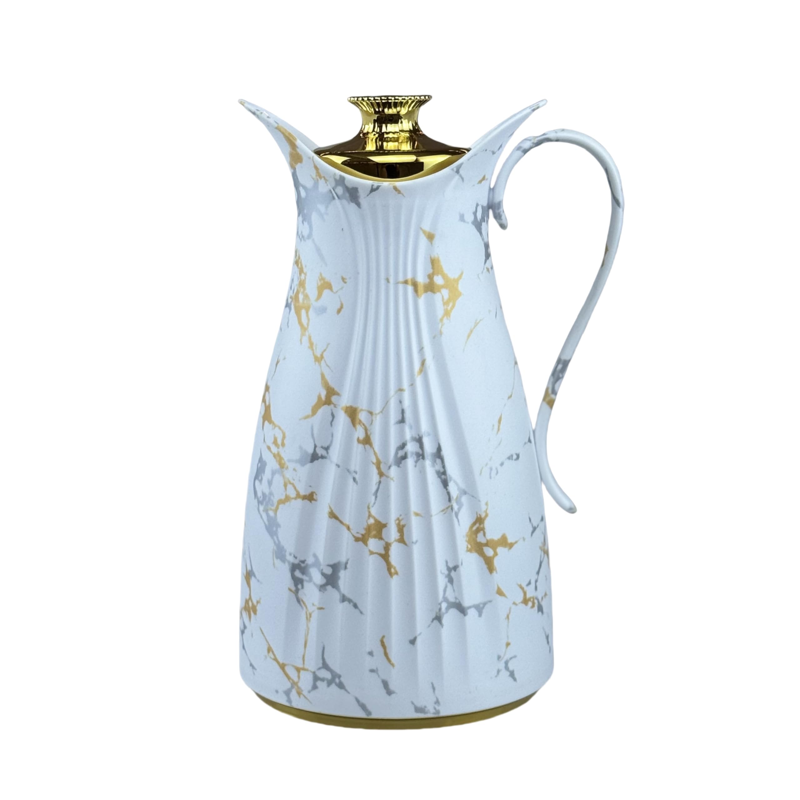1 PCS Thermal Coffee Carafe 33.82oz - 24 Hour?Insulated Beverage Dispenser for Hot and Cold Drinks?Luxury Marble Pattern Thermal Coffee Carafes with Gold Accents