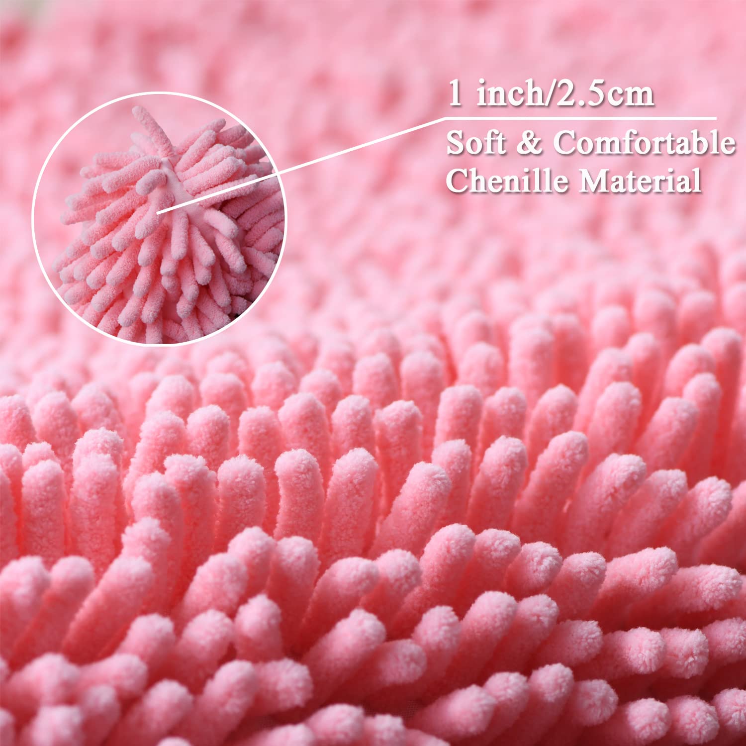 RUN HELIX Ultra Soft Chenille Bath Mat Non Slip, Bath Mat Set 3 Piece, Shaggy Bathroom Mats - Image 2