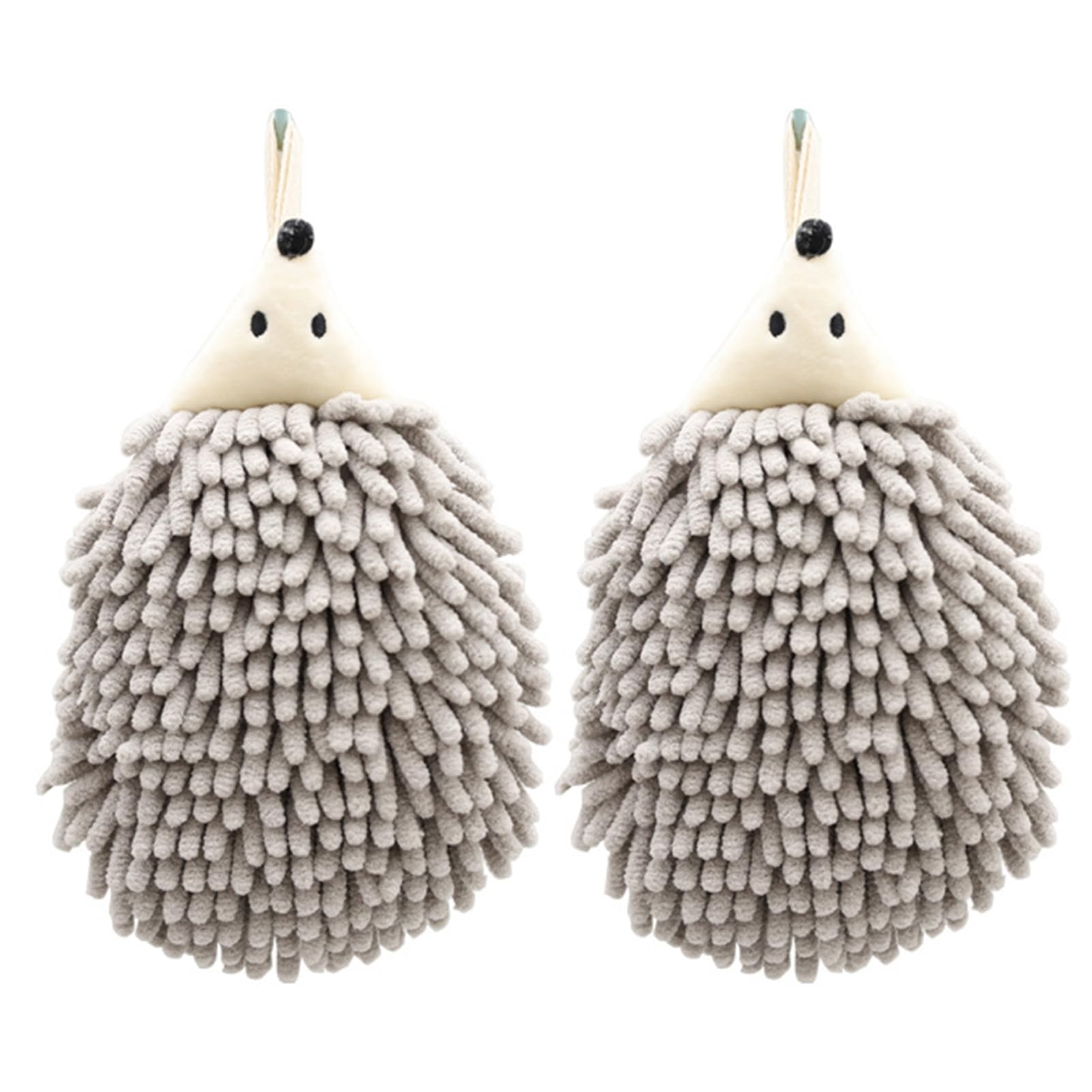 matumou 2Pcs Cute Hedgehog Hand Towel Coral Velvet Cartoon Design with Hanging Rope Absorbent Bathroom Towel