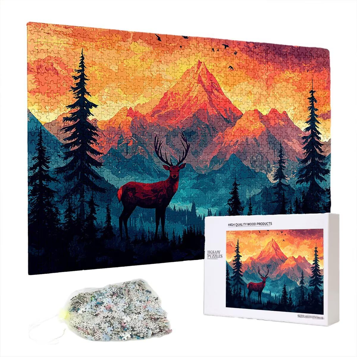 Puzzle 5000 sztuk góra dla dorosłych, drewniane puzzle dla dorosłych, drewniane łamigłówki dla dzieci, rodzinne gry edukacyjne, łamigłówki z pudełkiem na prezenty dekoracje do domu, prezent dla kobiet