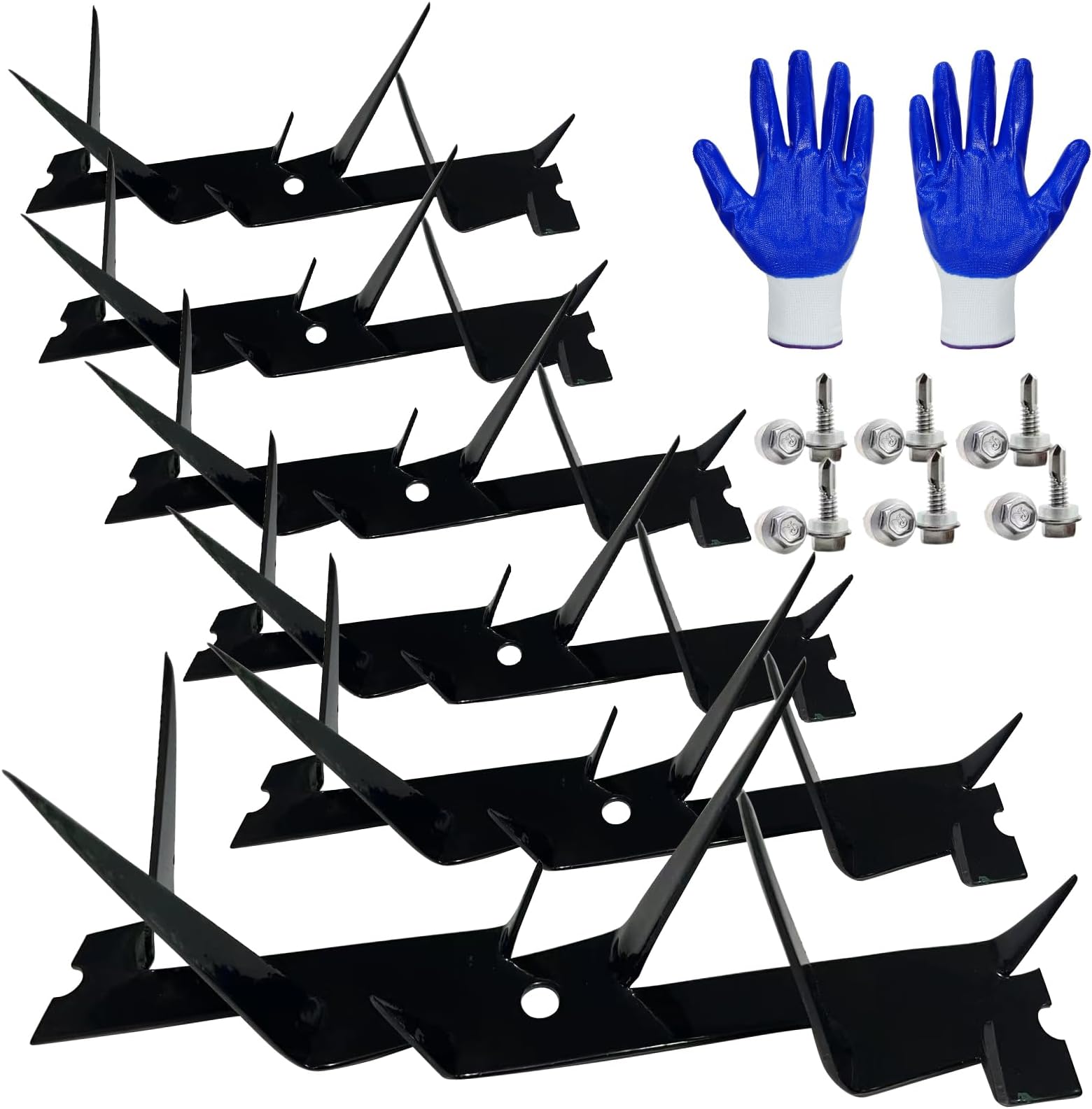 Anti-Climb Fence Spikes 6 Pcs (9.8x1.8x3.4in), Heavy Duty Home & Garden Security, Rust-Proof Outdoor Deterrent for Fences, Walls & Sheds, Easy Installation - Black