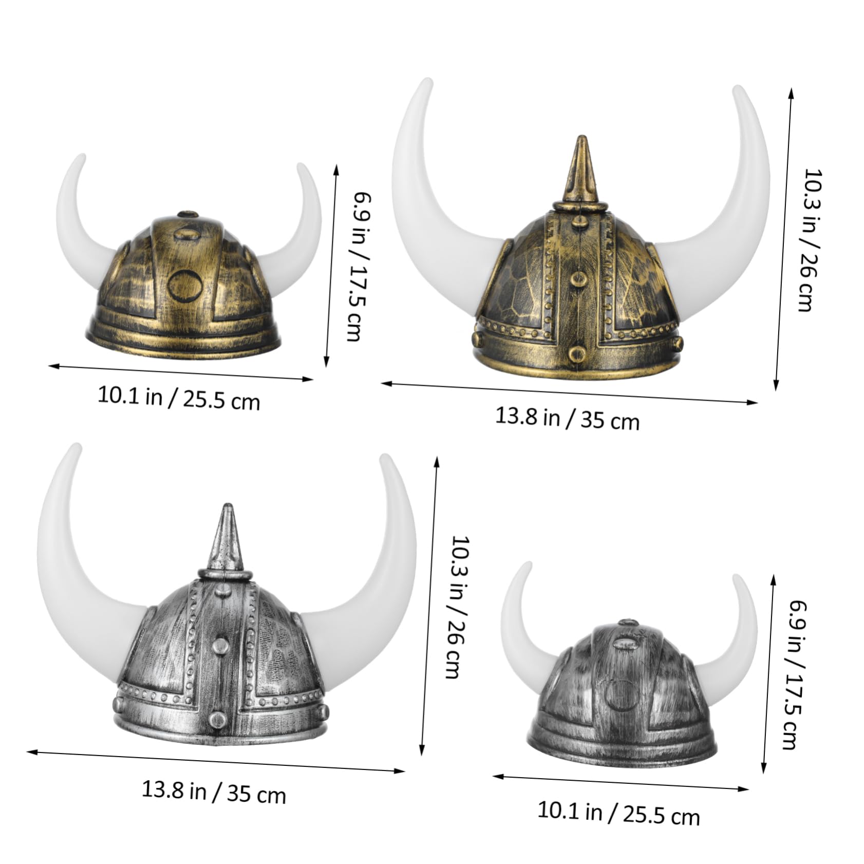 Sombrero Vikingo de Plástico 4 Piezas para Fiesta y Eventos | Hecho a Mano y Reutilizable, Estilos Versátiles, para Actividades Escolares y Grupos Infantiles o Adultos