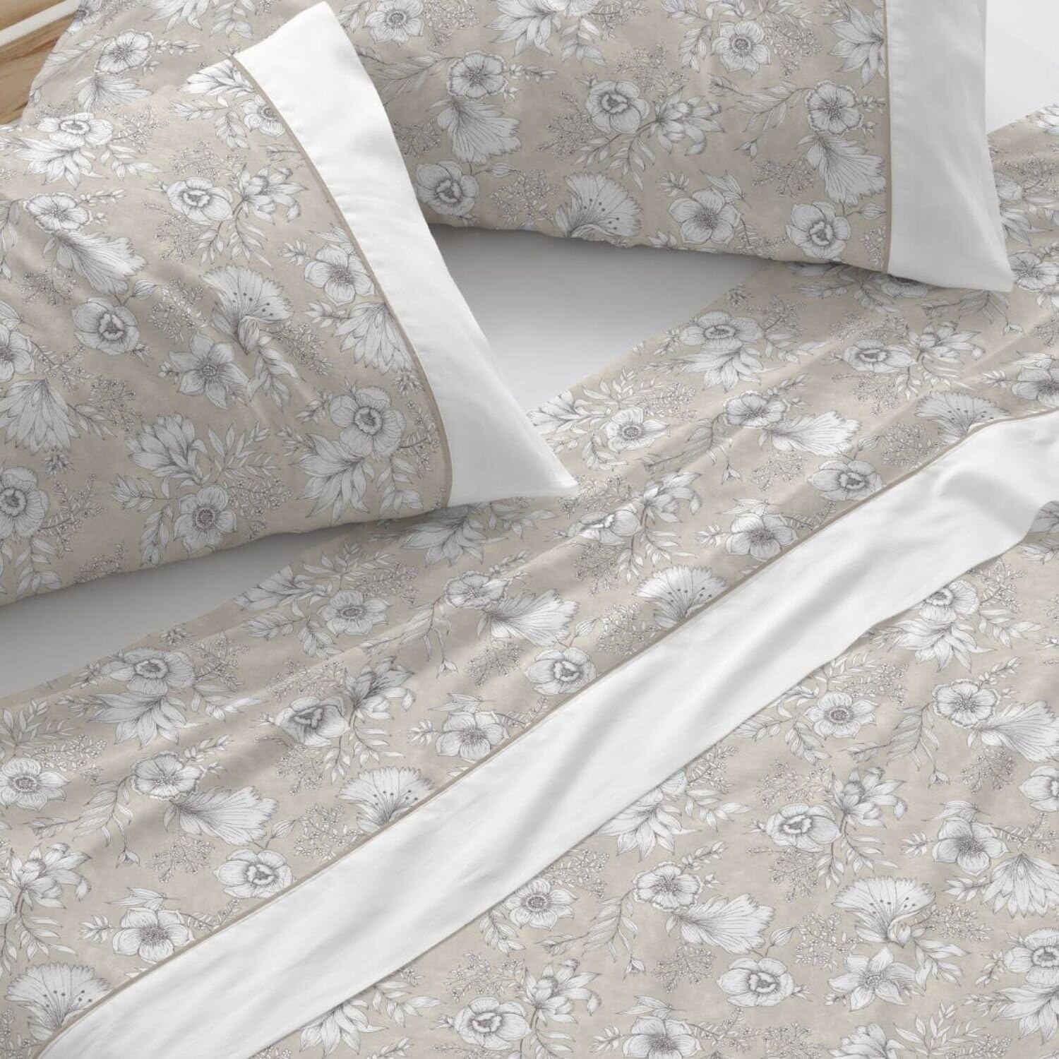 Burrito Blanco | Cotton Bedding Set | Bed 150 to 160 cm (+Available Measurements) | Design 637 | Beige (150-160x190/200 cm.)