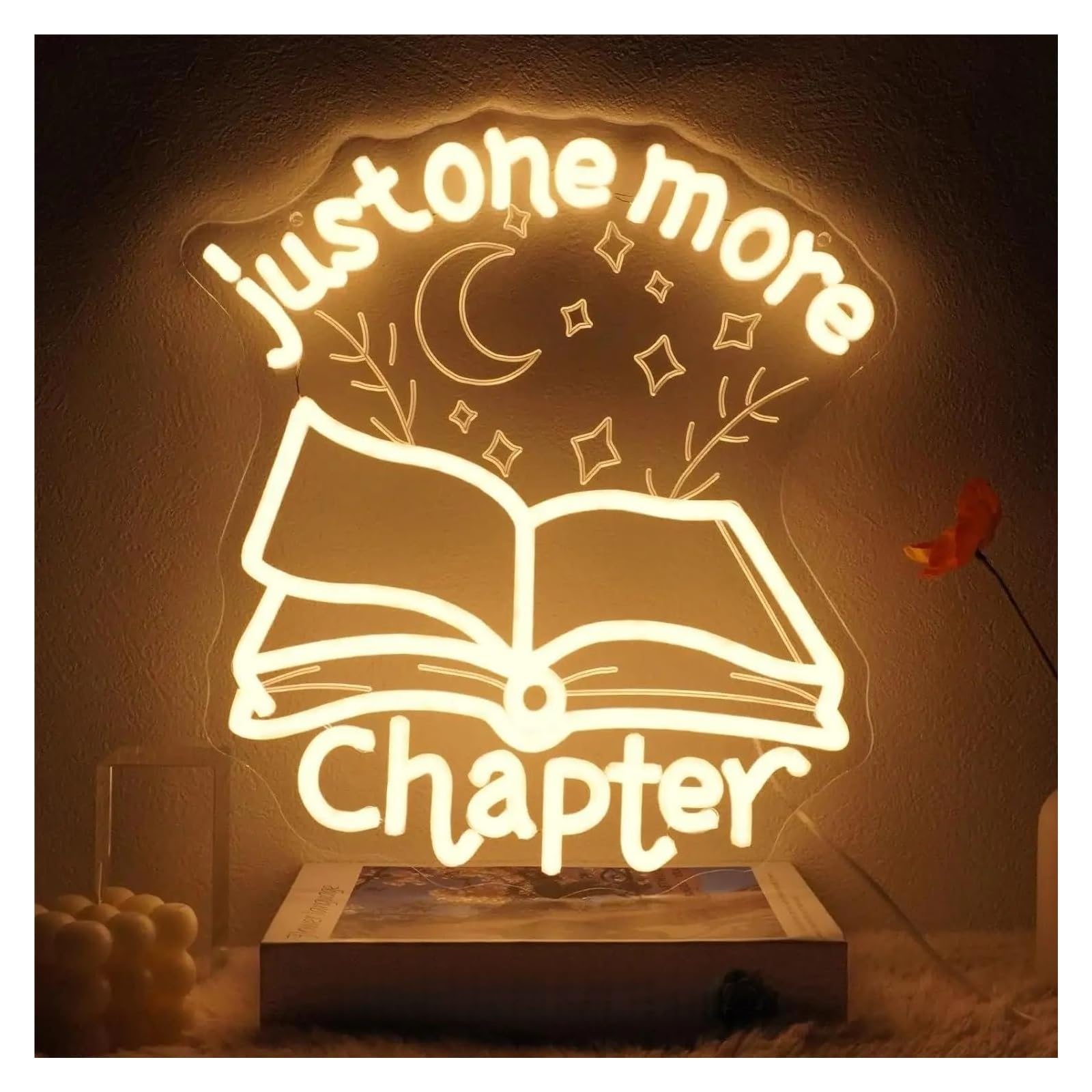 cartelli al neon personalizzati Just One More Chapter Insegna Al Neon Luce LED Dimmerabile Per Libreria Angolo Lettura Biblioteca Club Arredamento Libreria 16.54inx15.16in