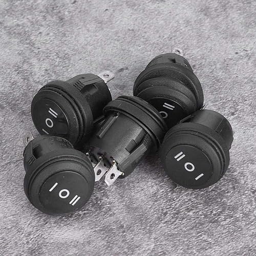 Miniatura 7 de ViaGasaFamido Paquete de 5 interruptores basculantes redondos negros, 10A, 125V, 6A, 250V, SPST, 3 pines, 3 posiciones, encendidoapagadoencendido,