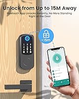 Vista 4 de Cerraduras inteligentes para puerta delantera, cerradura de puerta de huella dactilar sin llave, cerradura inteligente con teclado electrónico