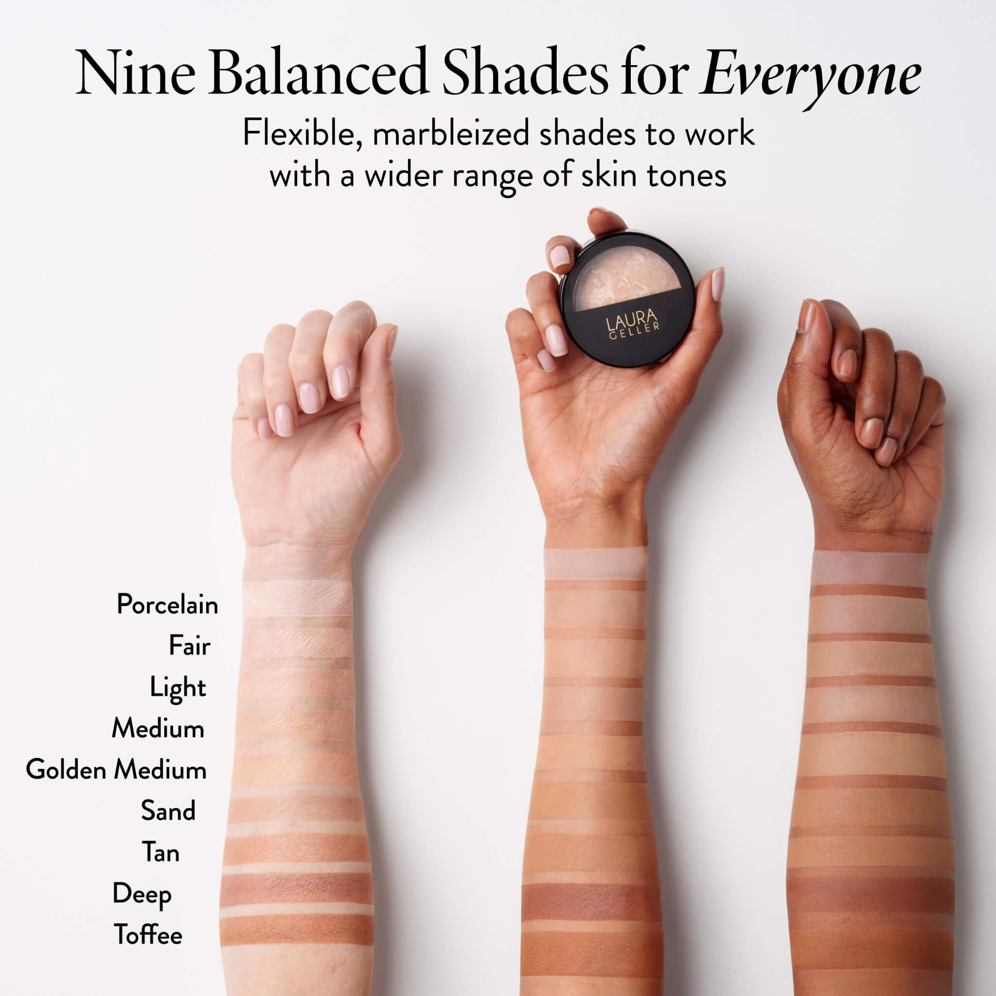 LAURA GELLER New York Baked Balance-n-Brighten puder korygujący kolor, fair, rozkładany, lekki do średniego krycia, podkład Baking Powder Up z półmatowym wykończeniem