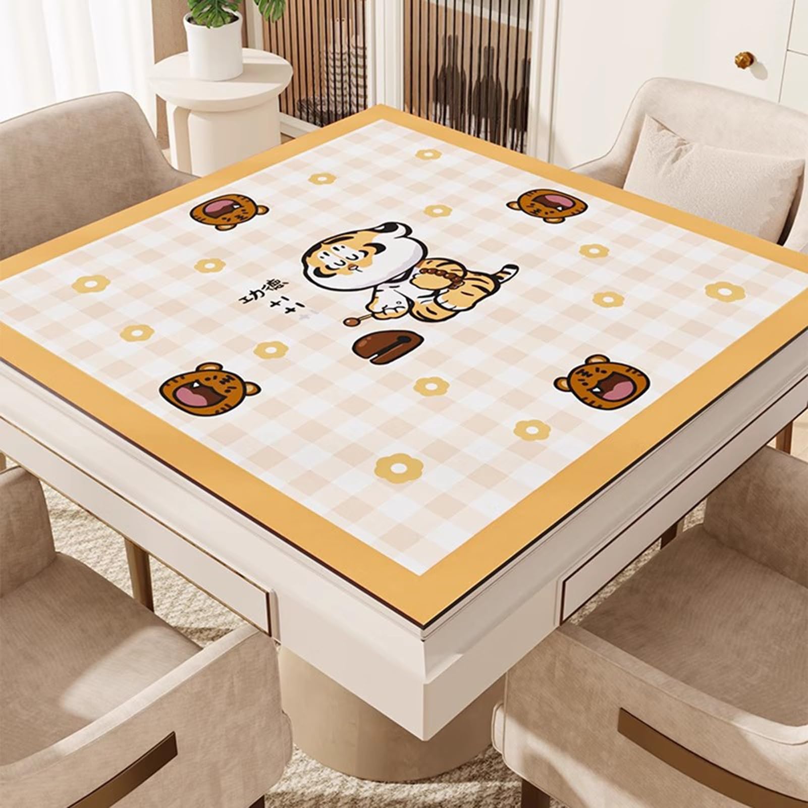 Mahjong Mata cichy i redukujący hałas, obrus mahjong z gumowym spodem, mata do zabawy do mahjonga, pokera, karcianego, gier kafelkowych (130 cm)