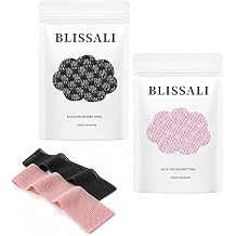 2 Pcs 2-in-1 Exfoliating Towel - Blissal Exfoliating Shower Towel,Deep Exfoliating, Soft Gentle & Quick-Drying Shower Towel for All Skin Types 48inch Black+Pink