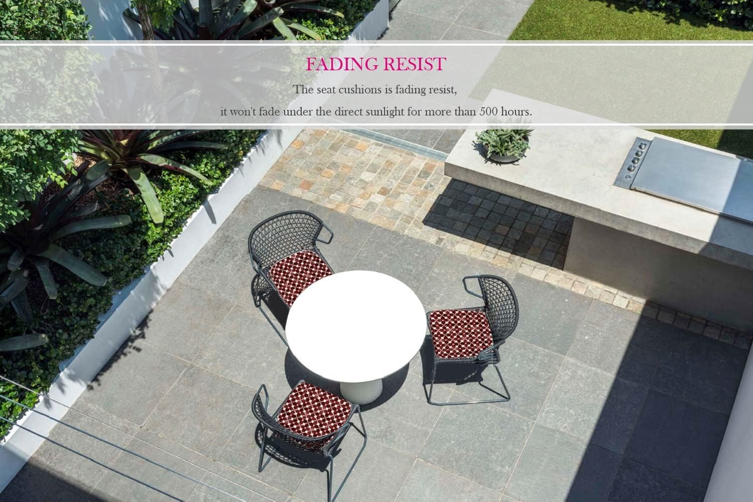 Outdoor Chair Cushions Set of 2 Patio Seat Cushions with Ties 16x17 Inch Red U-Shape Chair Pads for Outdoor Patio Garden Home Office Furniture