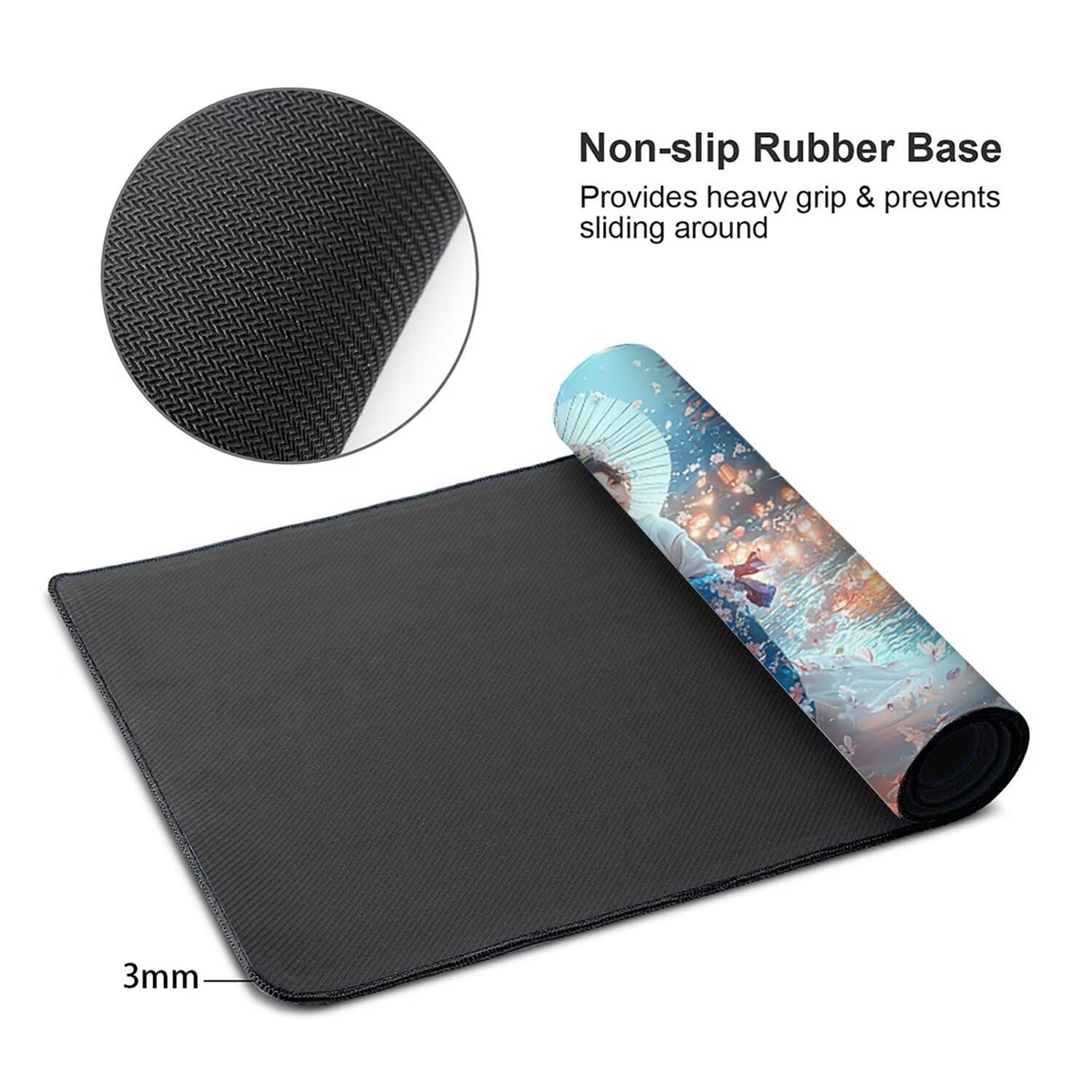 Podkładka pod mysz do gier XXL Mousepad 1000 x 500 mm, duża podkładka pod biurko z antypoślizgową gumową podstawą dla graczy, poprawia precyzję i szybkość (Geisha Sakura) X-959