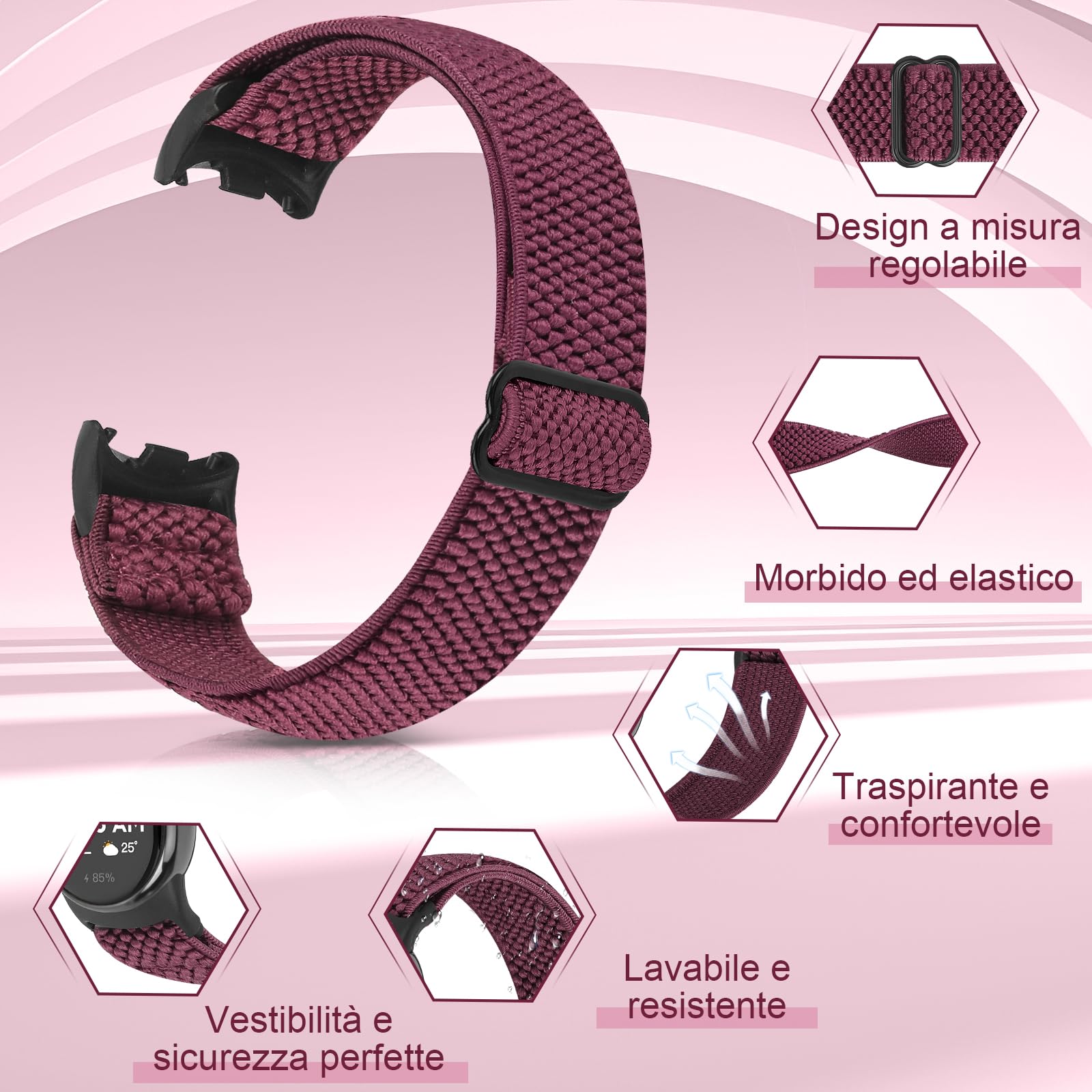 SHIJZWD 2 Pezzi Cinturino Compatibile con Xiaomi Mi Band 8 per Donna Uomo, Cinturino Sportivo Elastico Nylon Solo Loop Bracciale di Ricambio per Xiaomi Mi Smart Band 8