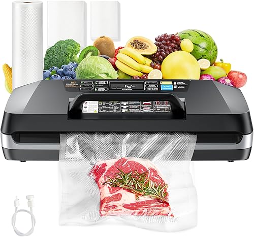 Máquina selladora al vacío de 95 kpa, sellador de alimentos automático comercial, potente sistema de sellado con doble sellado térmico, cortador