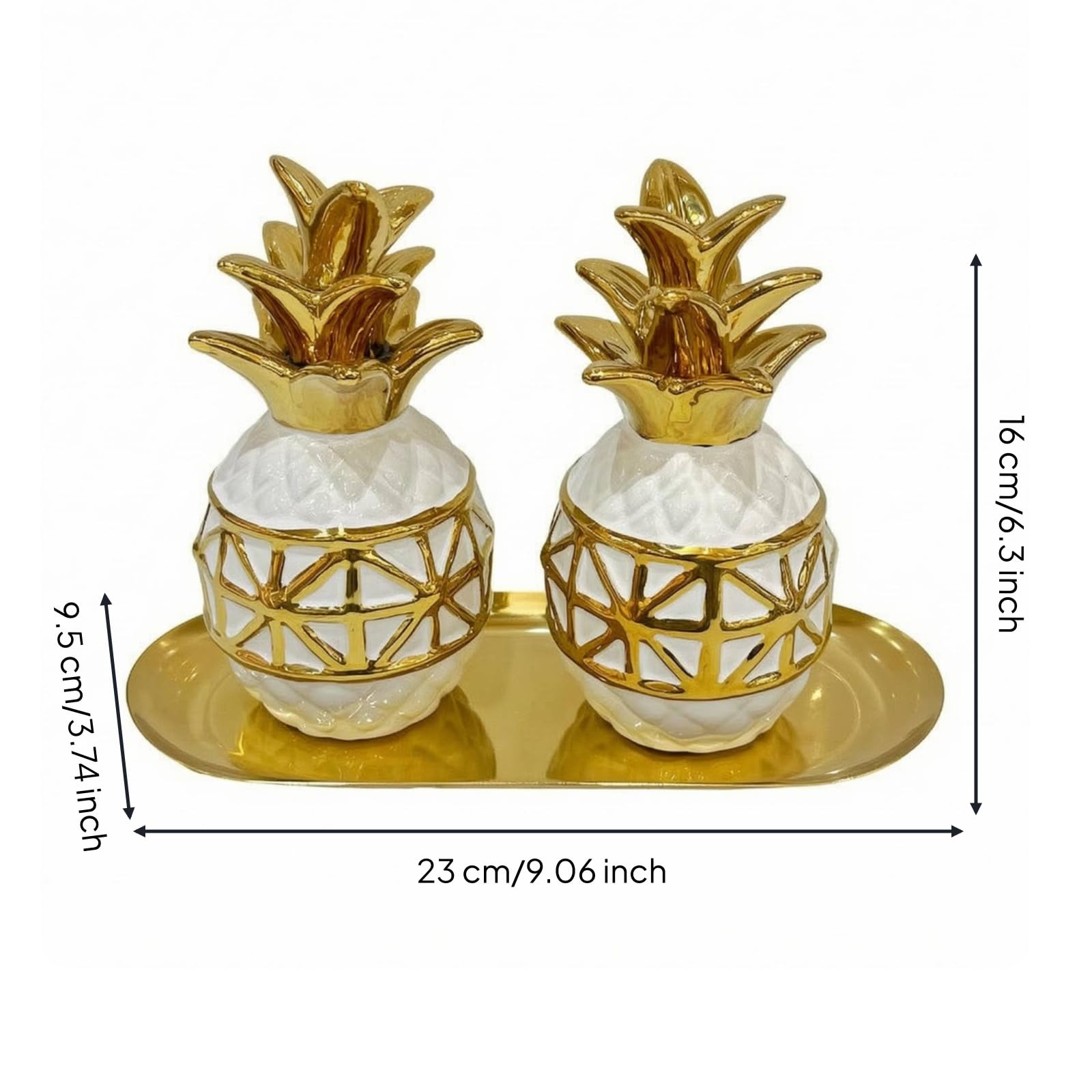 F Fityle Jarrón Estilo Europeo Juego de Jarrones Jarrón Decorativo Recipiente Bandeja de Mesa con Conjunto de Dos Piezas y Base Dorada Adecuado para Mesa, 1339