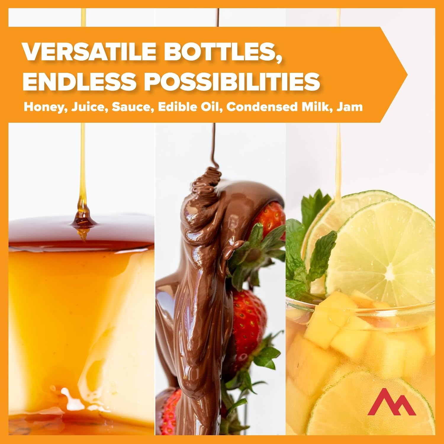 Pinnacle Mercantile Refillable HDPE Plastic Honey Bottles - Easy Squeeze, leak-proof, BPA-Free, and Made in USA 8oz pack of 6