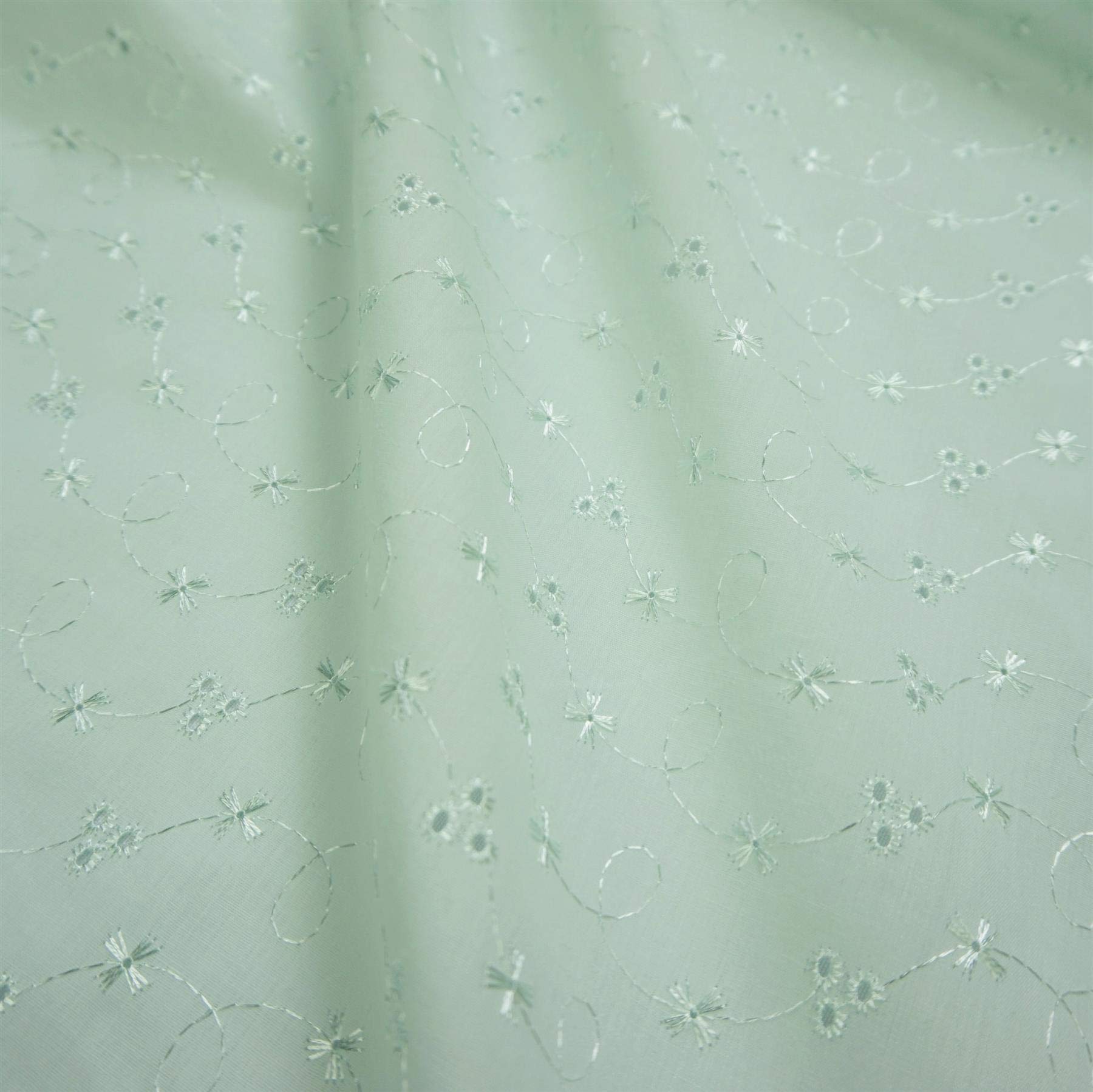 Nortex Mill Mint Green 3 Hole Polycotton Broderie Anglaise Fabric (Per Metre)