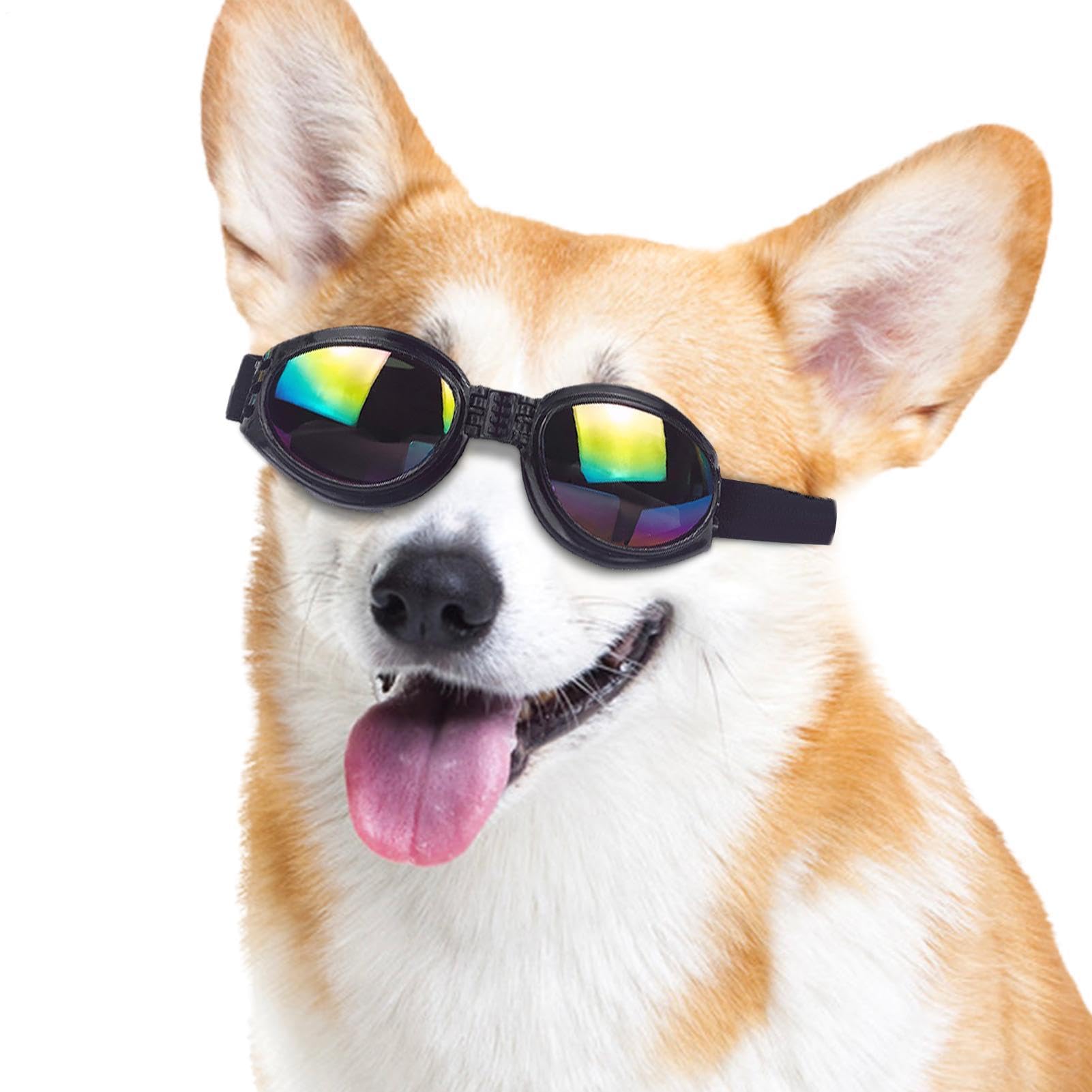 Occhiali da sole per cani - Occhiali per animali domestici da 4,72 pollici Protezione UV Cinturino regolabile | Dog Eye Wear - Ochiali per animali domestici elastici e comodi per l'uso in viaggio con